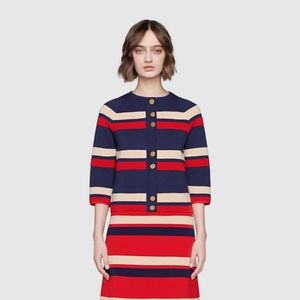 New GUCCI Striped Wool Cropped Cardigan Size Small